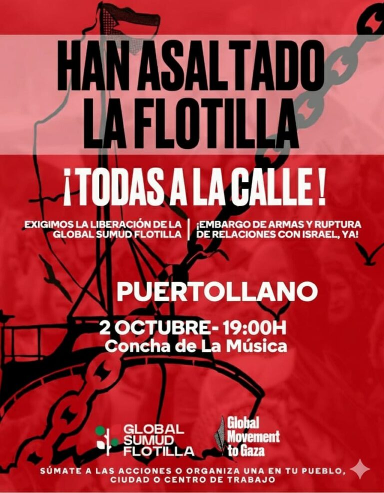 Convocan este jueves una protesta en Puertollano para denunciar el asalto a la Global Sumud Flotilla