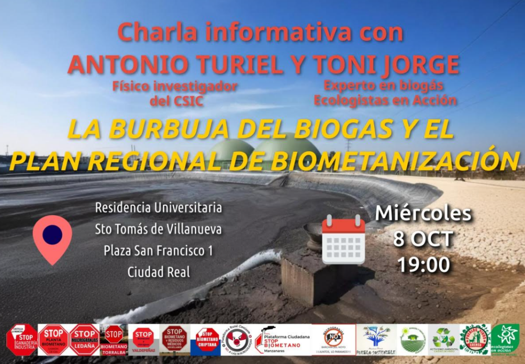 Ciudad Real acogerá una charla sobre la burbuja del biogás y el Plan Regional de Biometanización