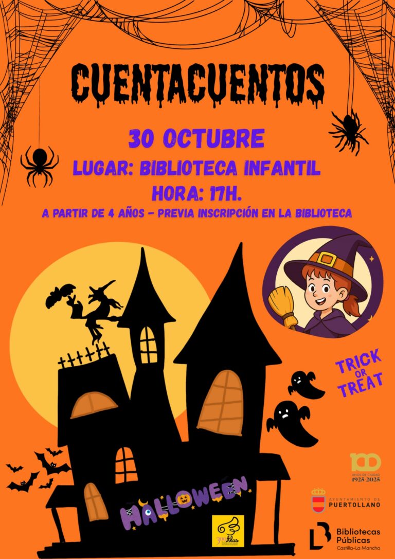  Puertollano: Escolares desde 4 años podrán asistir al cuentacuentos «Halloween» de la Biblioteca Municipal