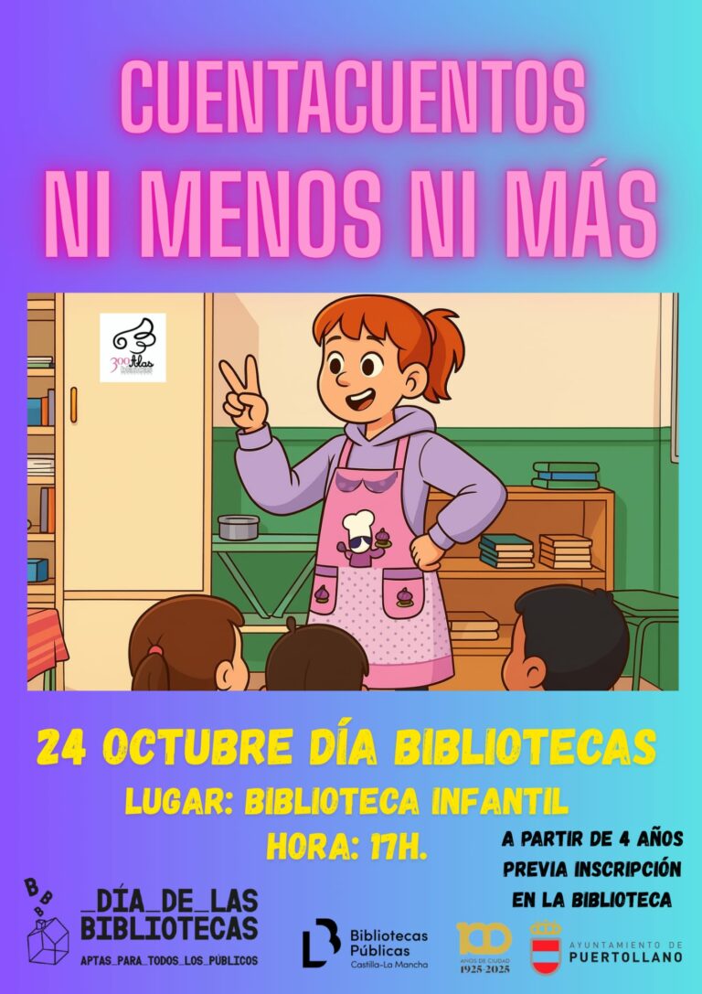 La Biblioteca Municipal de Puertollano celebrará el Día de las Bibliotecas con un cuentacuentos infantil