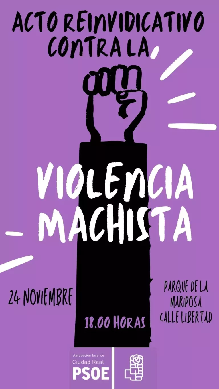El PSOE de Ciudad Real convoca un acto contra la violencia machista en el Parque de la Mariposa