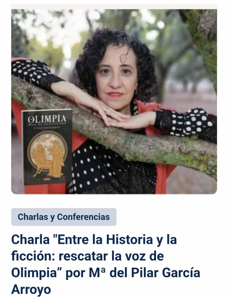La escritora María del Pilar García Arroyo presenta su  nueva novela «Olimpia, hija de Neoptólemo»