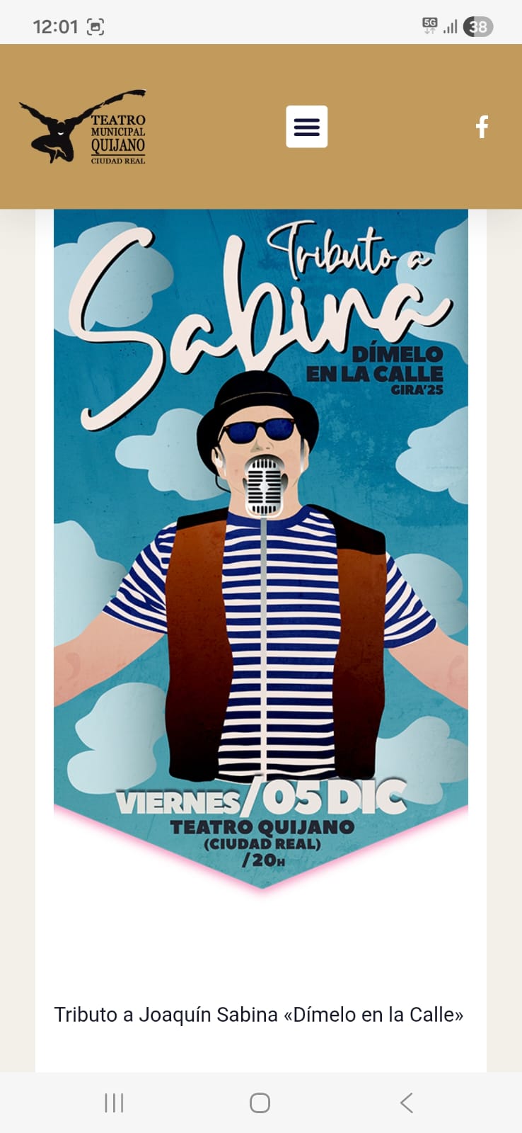 El Quijano de Ciudad Real acogerá un tributo a Sabina el 5 de diciembre