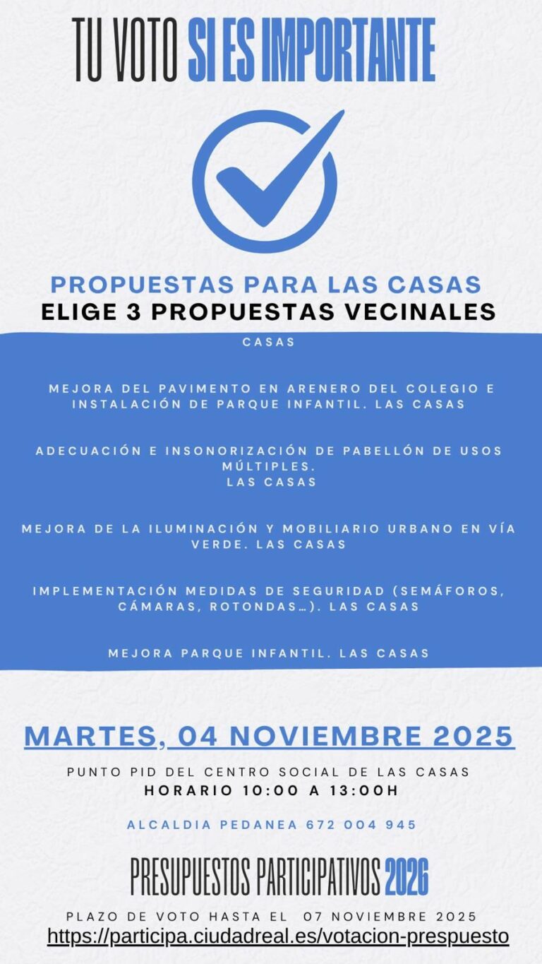 Las Casas vota sus propuestas vecinales en los Presupuestos Participativos 2026