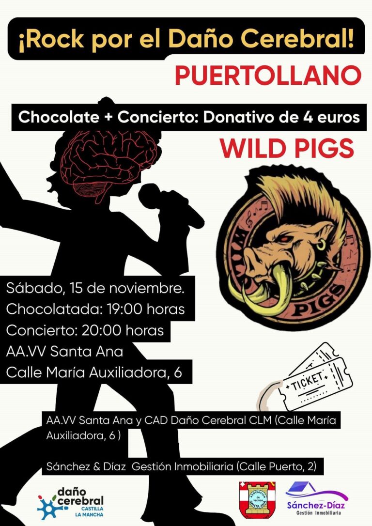 Puertollano: Chocolatada y rock con “Wild Pigs” por el daño cerebral