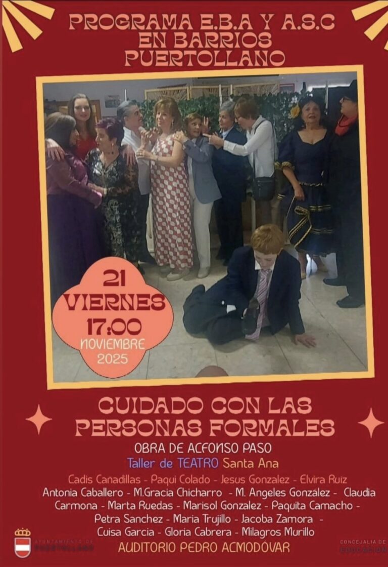 Puertollano: El taller de teatro de la barriada Santa Ana representará «Cuidado con las personas formales» a beneficio de Aldabón