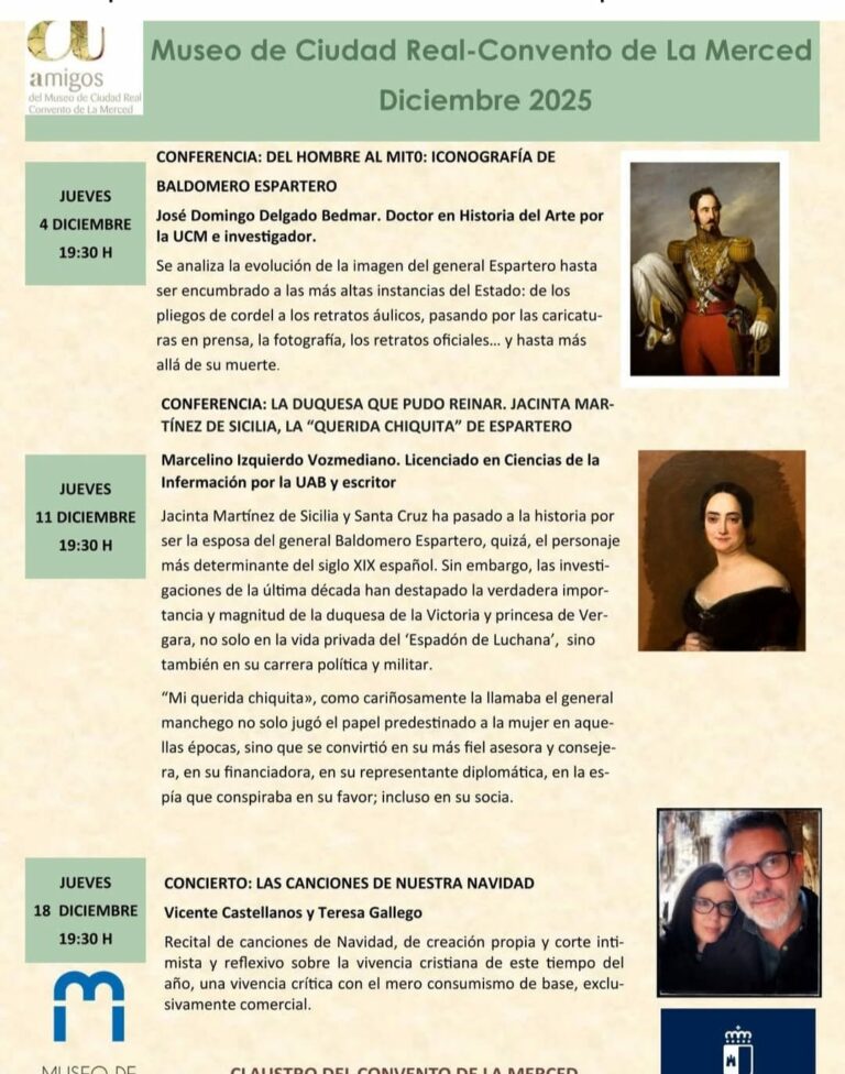 El Convento de la Merced de Ciudad Real acogerá la conferencia de Marcelino Izquierdo sobre la esposa de Espartero