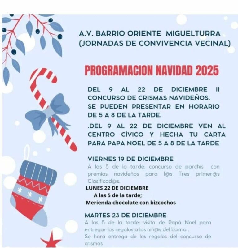 La Asociación de Vecinos del Barrio de Oriente, junto a la Hermandad de la Virgen de la Salud de Miguelturra, preparan la Navidad