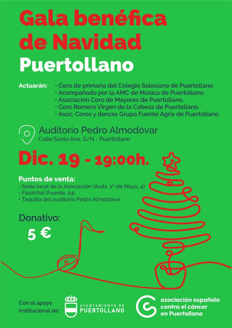 Puertollano: La Banda de Música AMC, el grupo Fuente Agria y coros en la gala benéfica de Navidad de la Asociación Contra el Cáncer