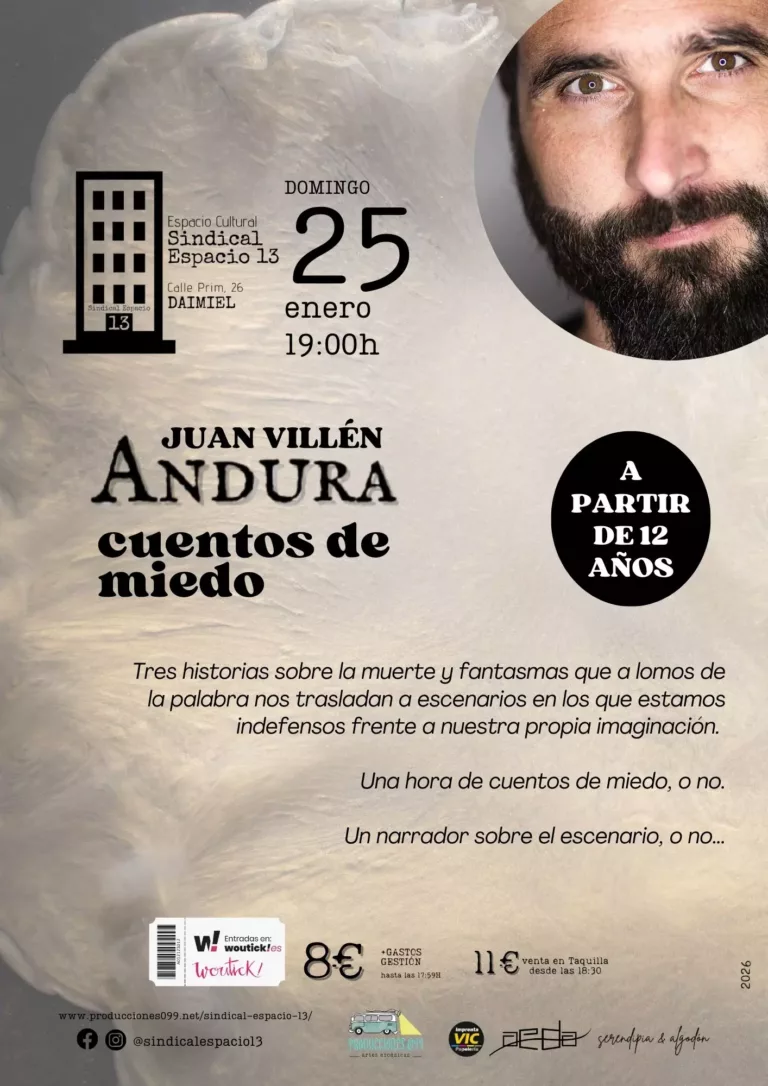 Juan Villén trae cuentos de miedo a Sindical Espacio 13 este domingo