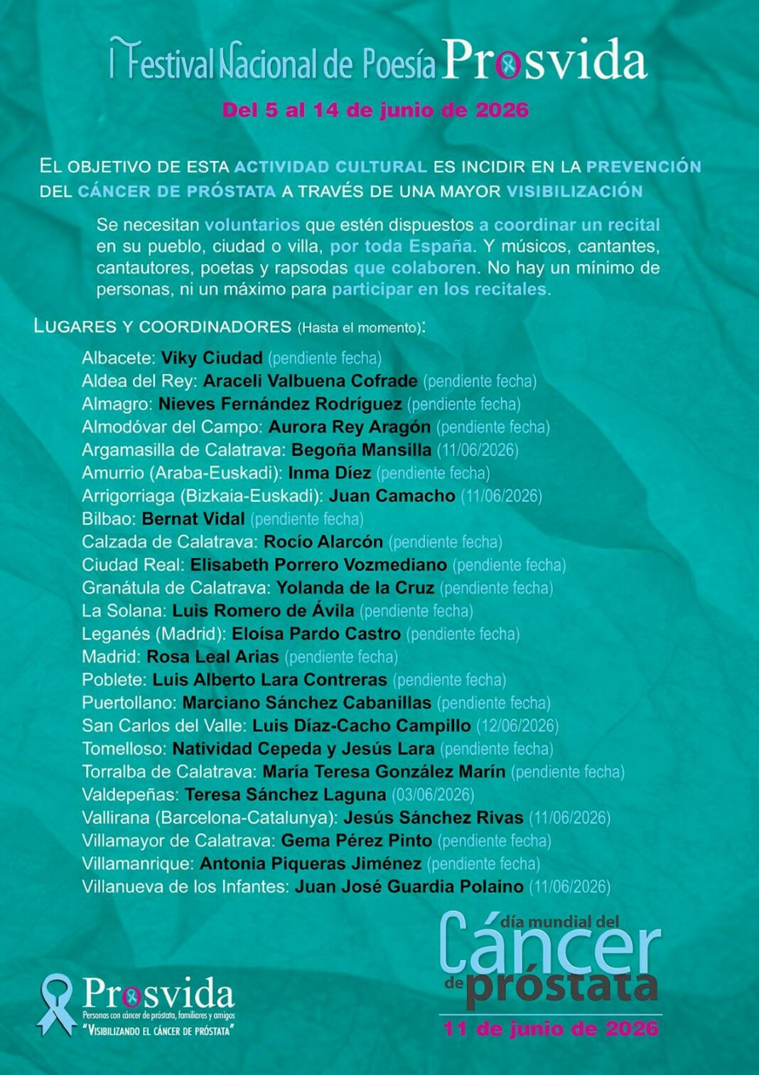 Cartel del I Festival Nacional de Poesía PROSVIDA