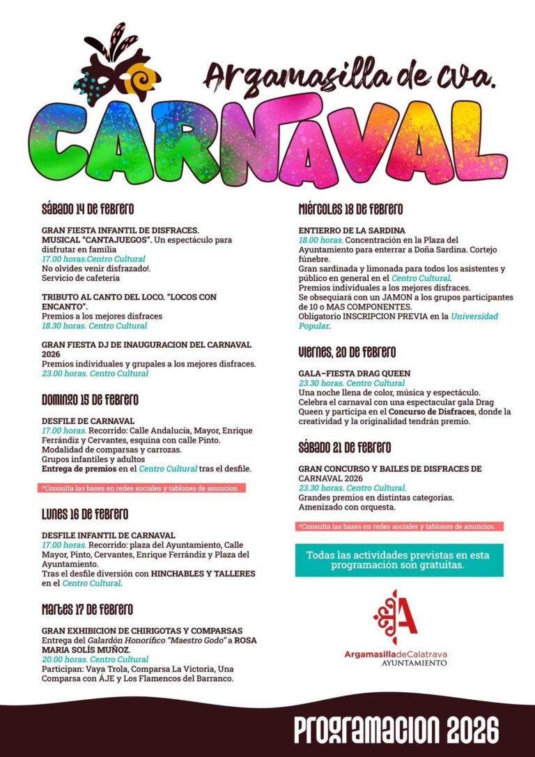 Argamasilla de Calatrava vivirá con más intensidad las celebraciones de Carnaval por los nuevos alicientes que incluye