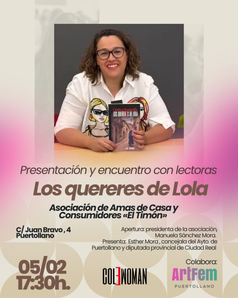 La escritora Cristina Hontanilla presenta este jueves su novela, «Los quereres de Lola», a la Asociación de Amas de Casa y Consumidores «El Timón»