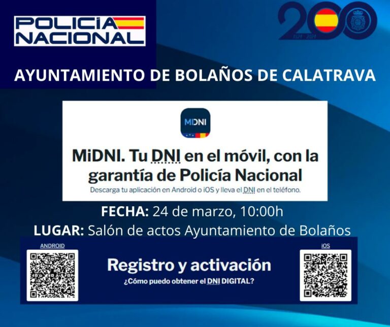 Bolaños de Calatrava impulsa la transformación digital con una jornada de la Policía Nacional sobre el nuevo DNI digital y MiDNI
