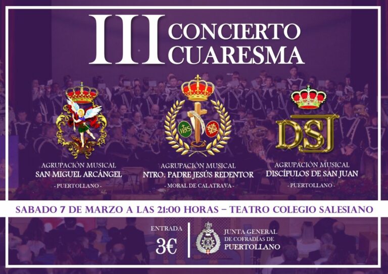 La Junta General de Cofradías de Puertollano celebrará el sábado el concierto de marchas cofrades