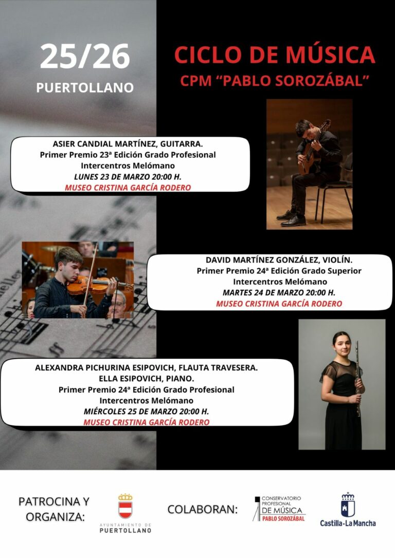 El Conservatorio Profesional de Música “Pablo Sorozábal” de Puertollano celebra su semana cultural del 23 al 27 de marzo