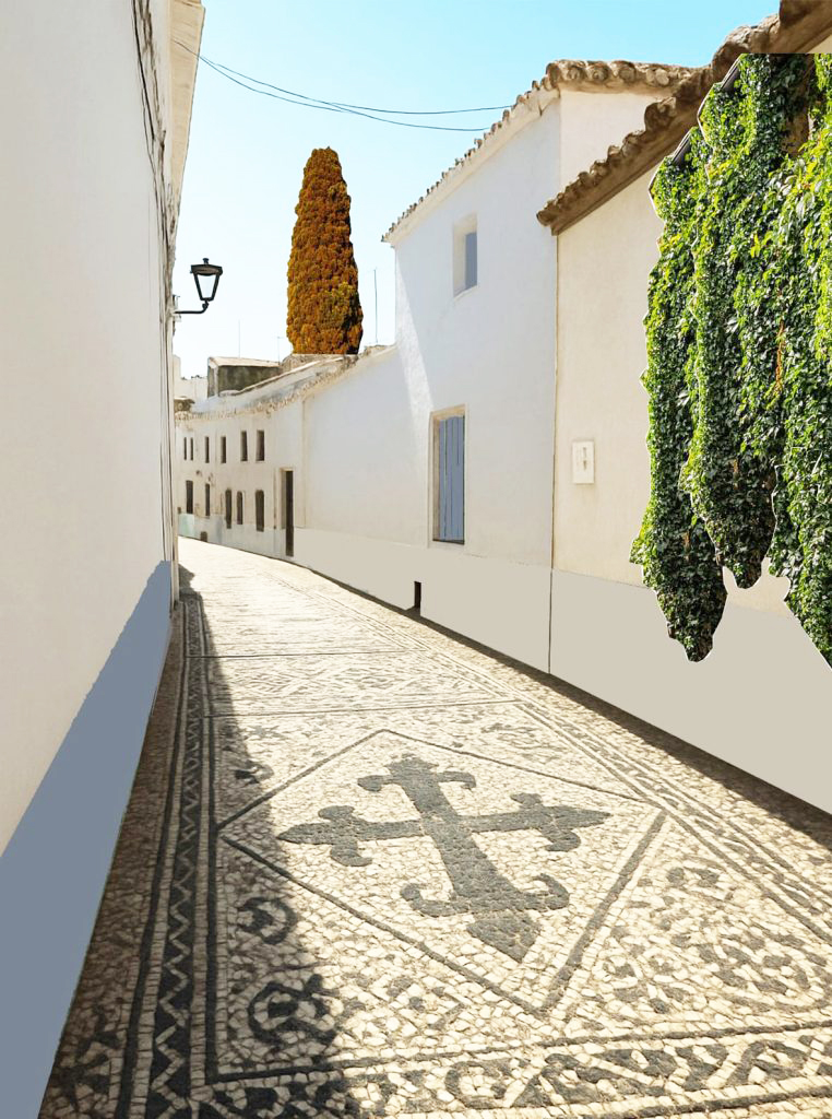 Recreación del tramo del callejón de la Hoz de la Senda de la Muralla. Imagen: Carlos Sánchez Jiménez & Pablo Diaz-Pintado Fernández-Pacheco