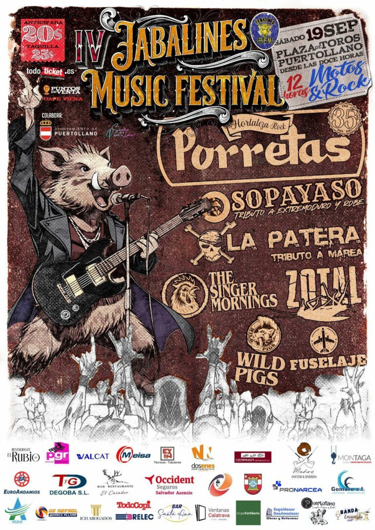 ‘Porretas’ volverá a Puertollano de la mano de Jabalines Music Festival, que promete doce horas de música y motos