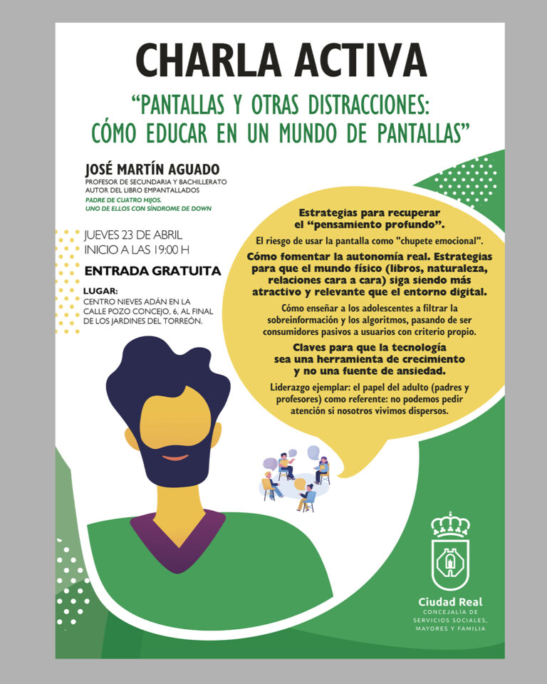 La concejalía de Familia organiza la Charla Activa “Pantallas y otras distracciones: cómo educar en un mundo de pantallas”