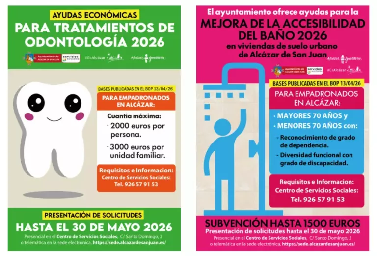 Abierto el plazo de solicitud de ayudas del Ayuntamiento de Alcázar de San Juan para tratamientos odontológicos y de accesibilidad en baños de viviendas