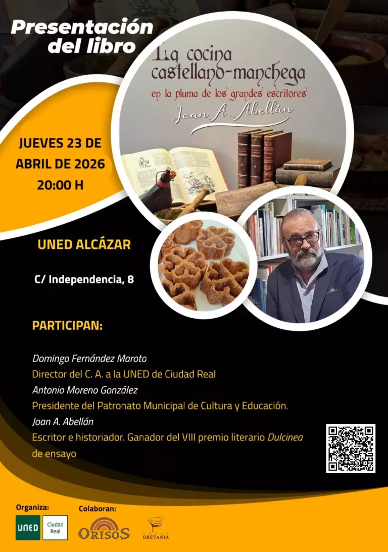 Joan A. Abellán presentará en la UNED de Alcázar su obra sobre la cocina castellanomanchega