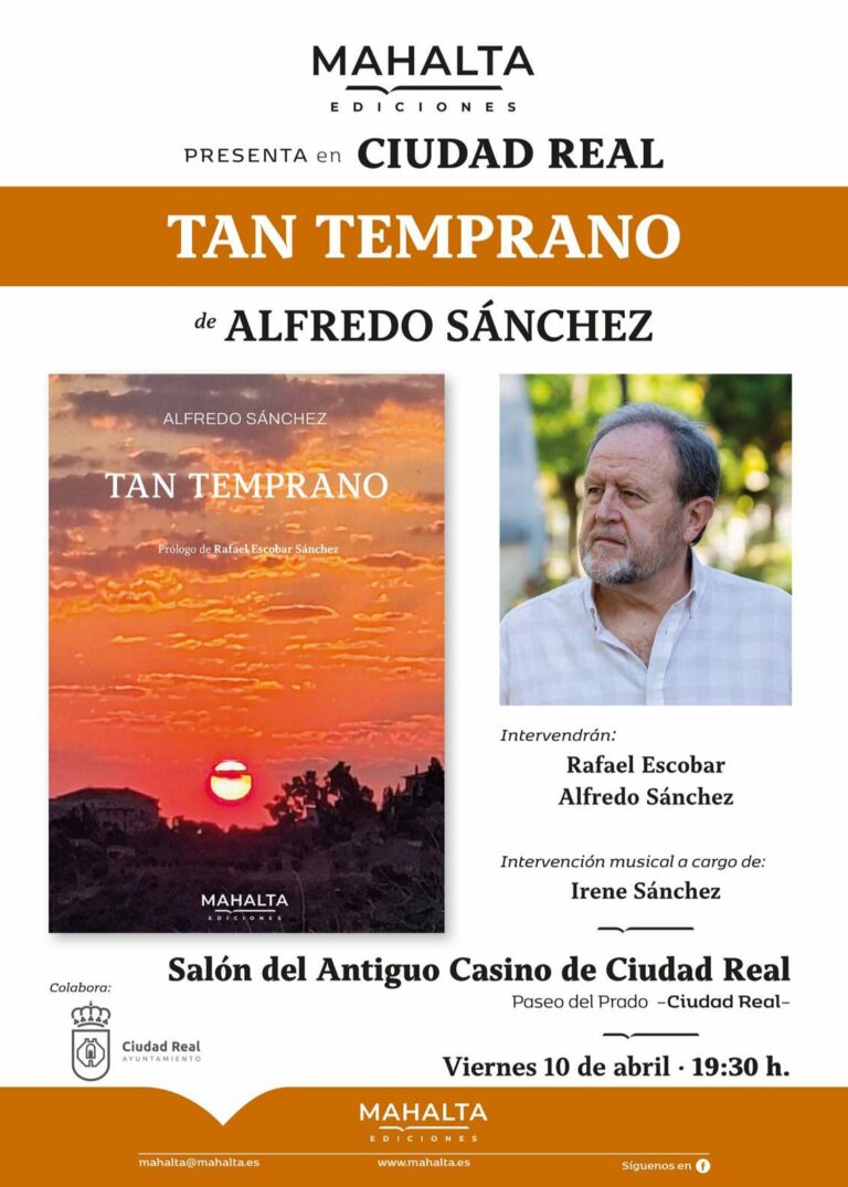 Alfredo Sánchez presenta «Tan temprano» este viernes en el Antiguo Casino