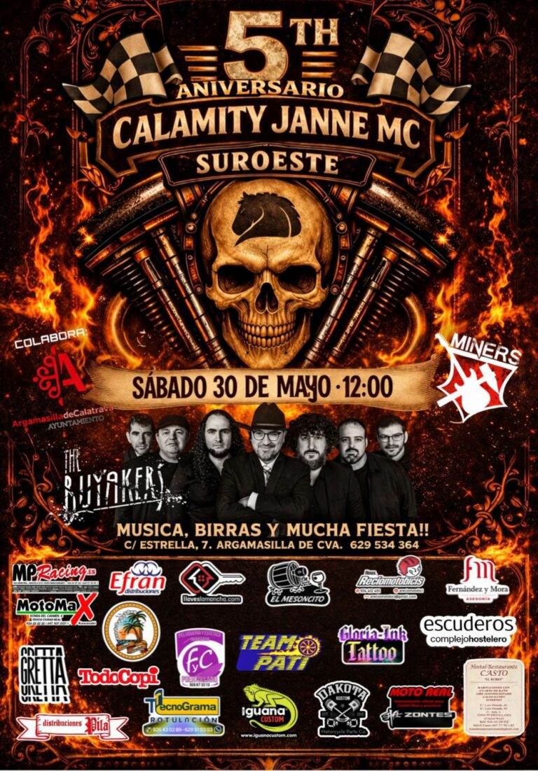 El Club Calamity Janne MC Suroeste celebrará su quinto aniversario el 30 de mayo con una fiesta en Argamasilla de Calatrava
