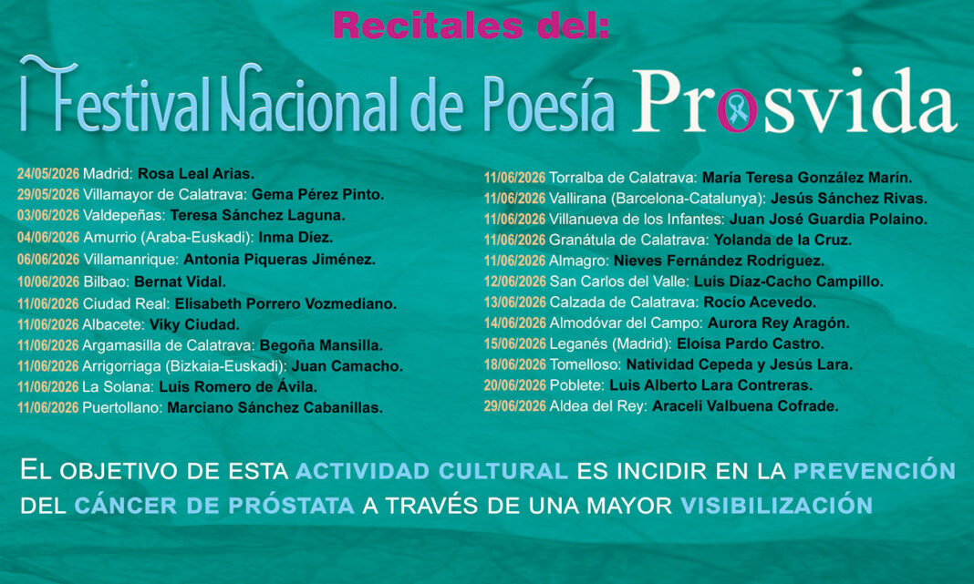 Listado de todos los recitales que componen el I Festival Nacional de Poesía PROSVIDA