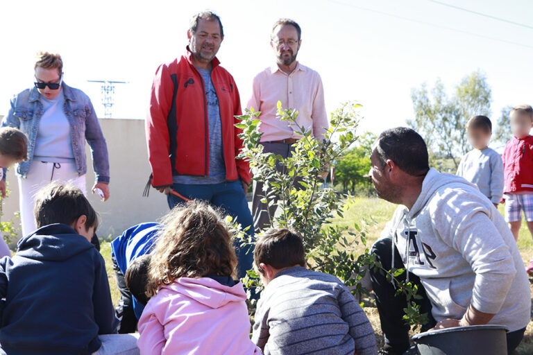 Escolares del CEIP ‘Cervantes’ de Brazatortas han participado en la plantación de nuevas encinas autóctonas