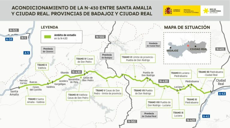 A información pública el estudio para convertir la N-430 en carretera de «altas prestaciones» entre Santa Amalia y Ciudad Real