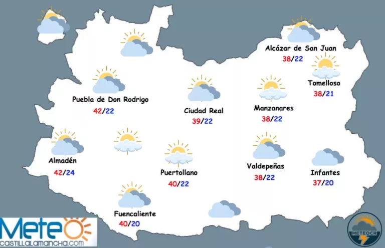El tiempo en Ciudad Real: nuevo episodio de temperaturas muy altas con más nubosidad