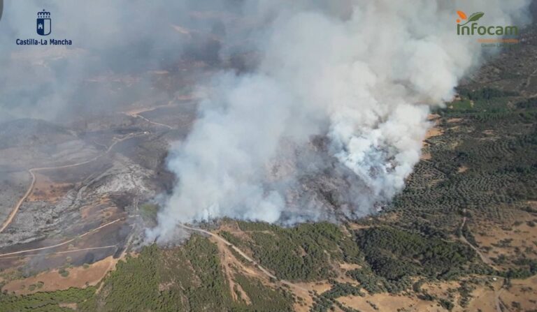La previsión de «contener» a lo largo del día el incendio de Calzada de Calatrava es «favorable», según Junta