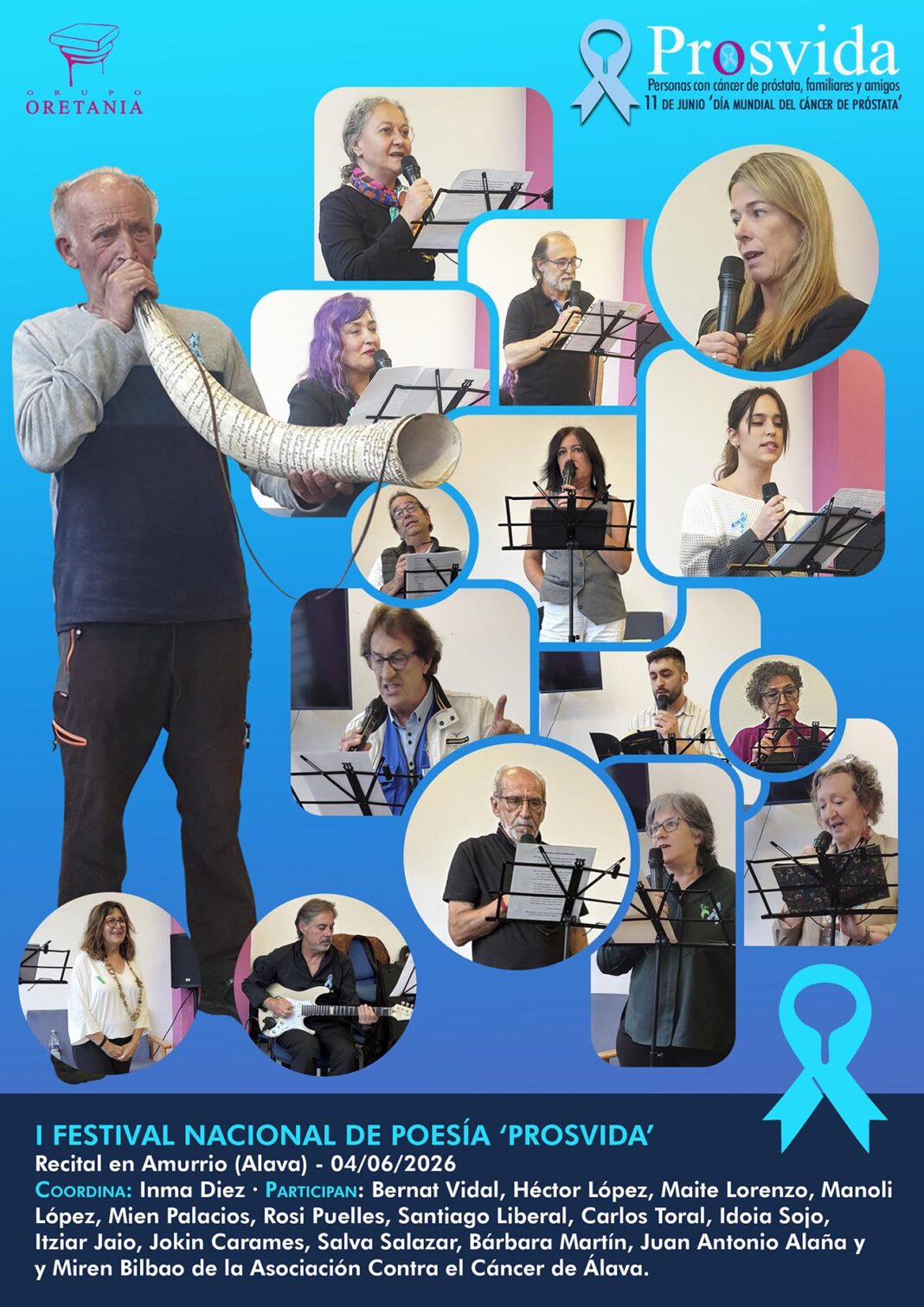 Cartel de los participantes en el recital de Amurrio (Alava) del I Festival Nacional de Poesía PROSVIDA