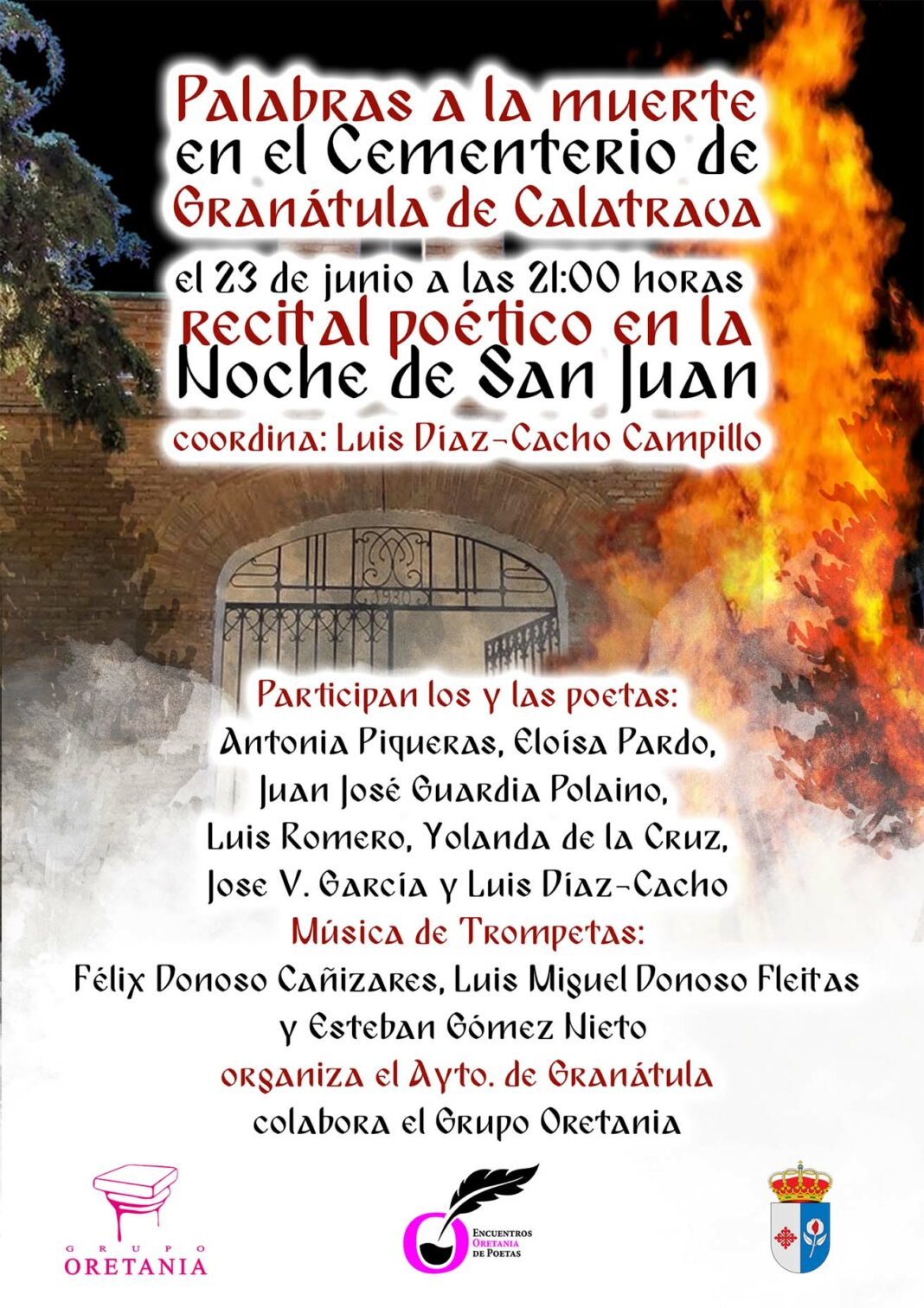 Cartel del recital 'Palabras a la muerte' en el cementerio de Granátula de Calatrava