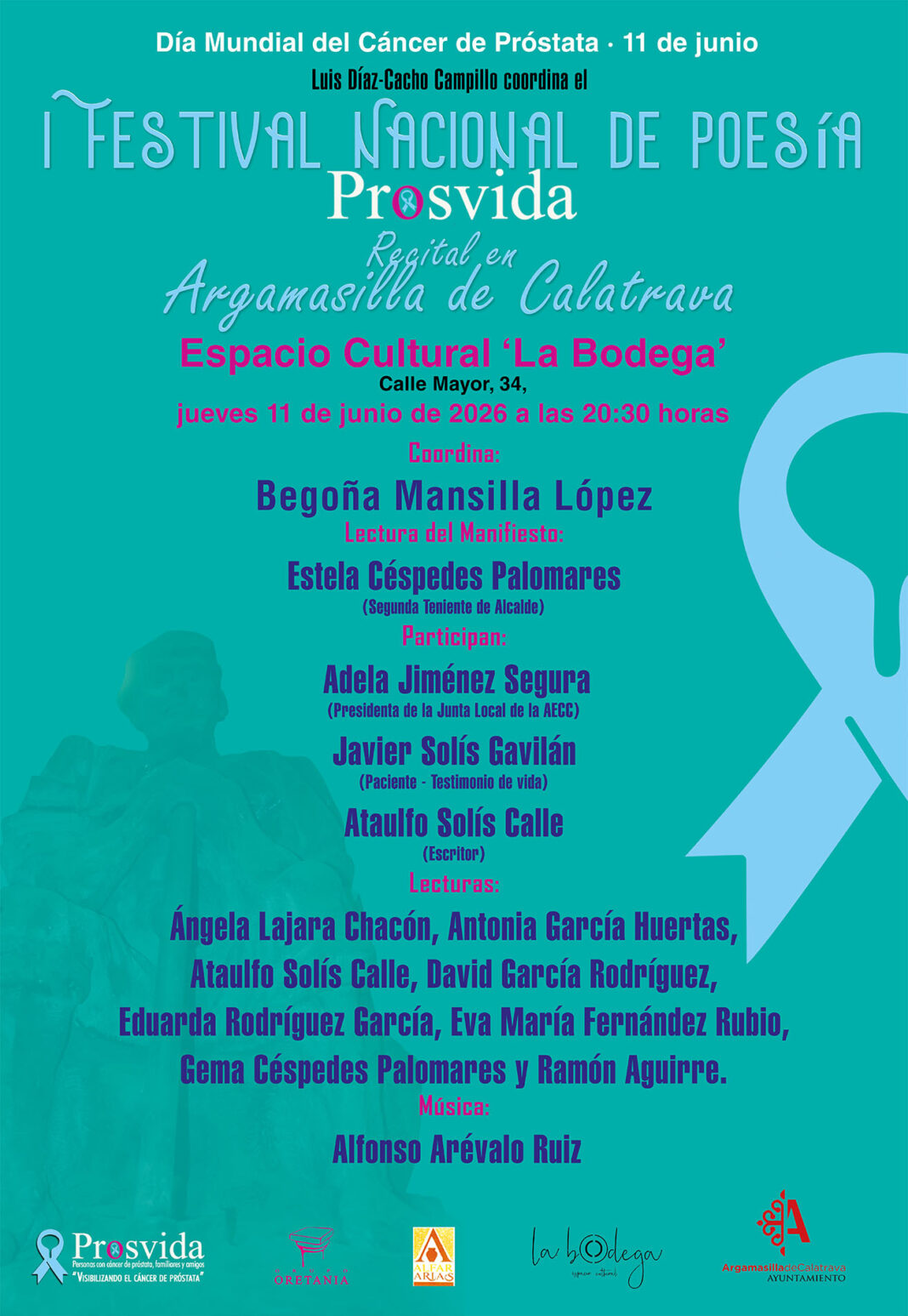 Cartel del recital en Argamasilla de Calatrava del I Festival Nacional de Poesía PROSVIDA
