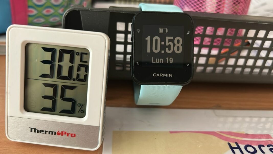 Temperatura en un aula a media mañana_
