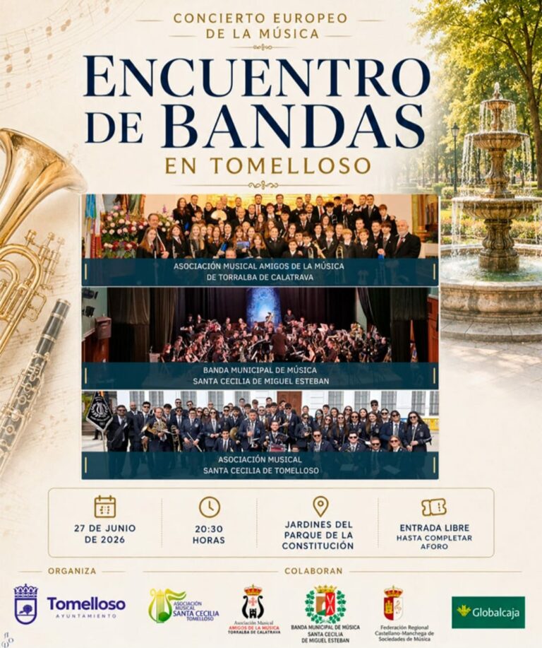 Tomelloso acogerá un Encuentro de Bandas en el marco del Concierto Europeo de la Música