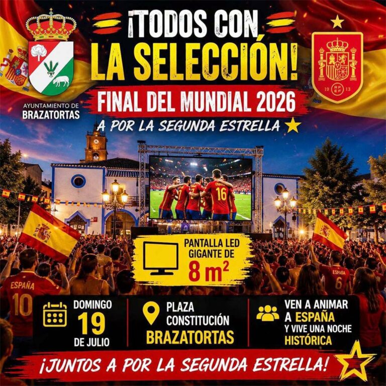 Brazatortas invita a sus vecinos a seguir la final del Mundial en pantalla gigante LED este domingo