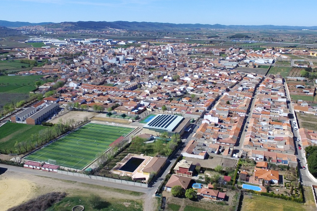 Panorámica aérea del casco urbano de Argamasilla de Calatrava